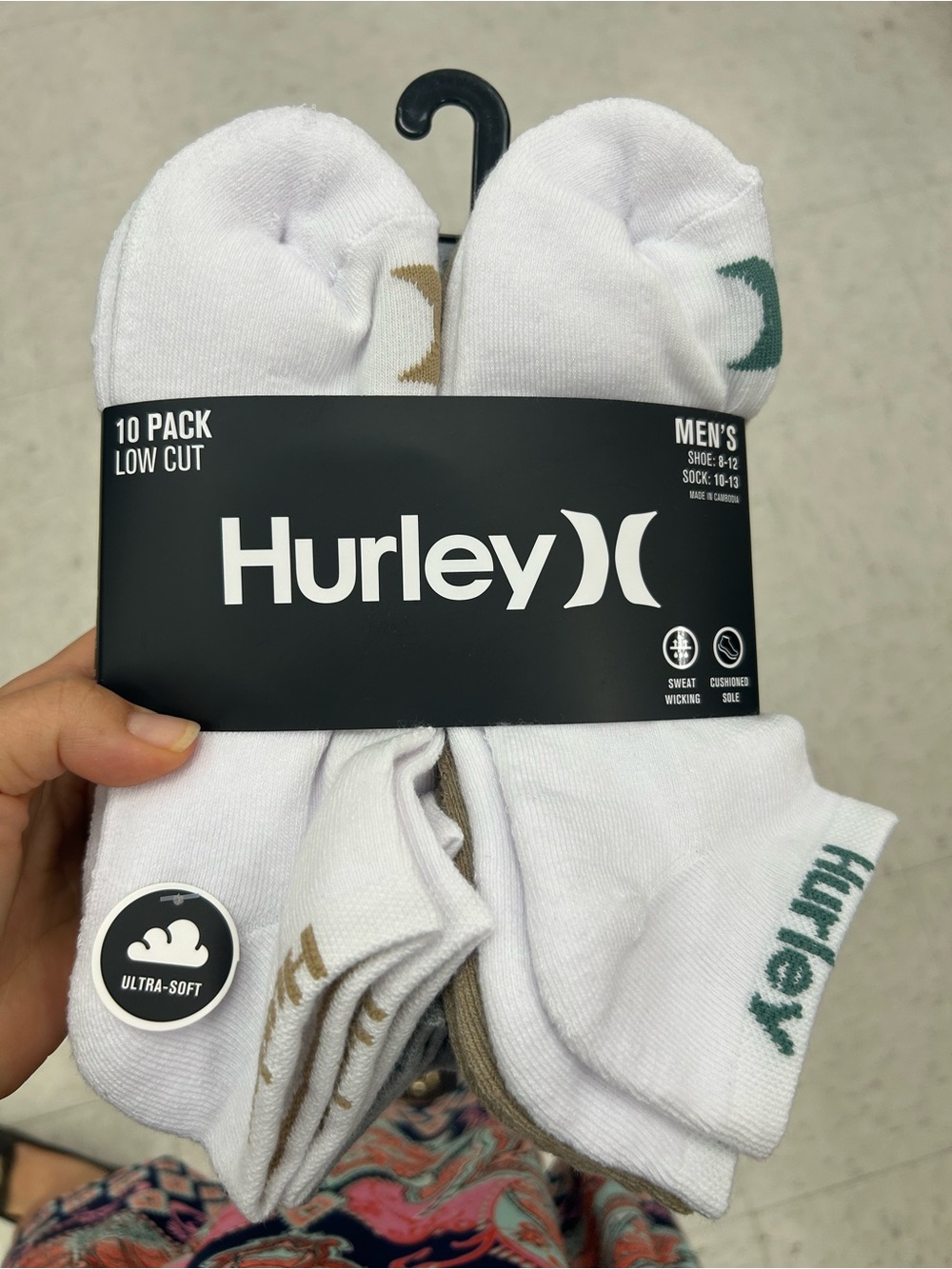 Hurley Men’s 10-Pack Low Cut Socks